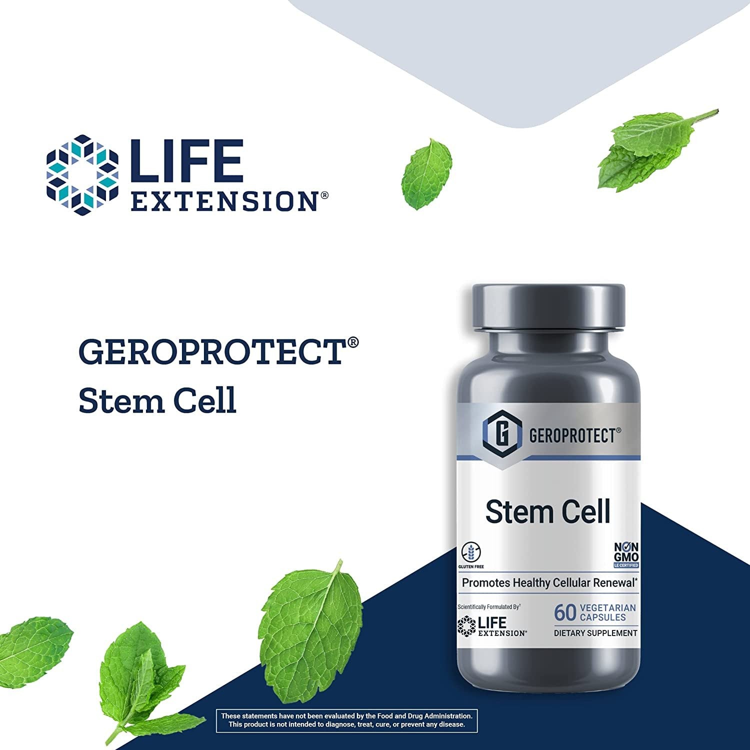 Life Extension GeroProtect Stem Cell - Healthy Cell Support Plant-Based Nutrients Formula Supplement Pills for Anti-Aging & Longevity - Non-GMO, Gluten-Free, Vegetarian - 60 Capsules