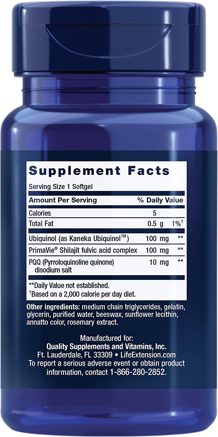 Life Extension Super Ubiquinol CoQ10 with PQQ & Shilajit - For Heart & Nerve Health, Cholesterol & Energy Management - Anti-Aging Supplement - Gluten Free, Non-GMO – 30 Softgels