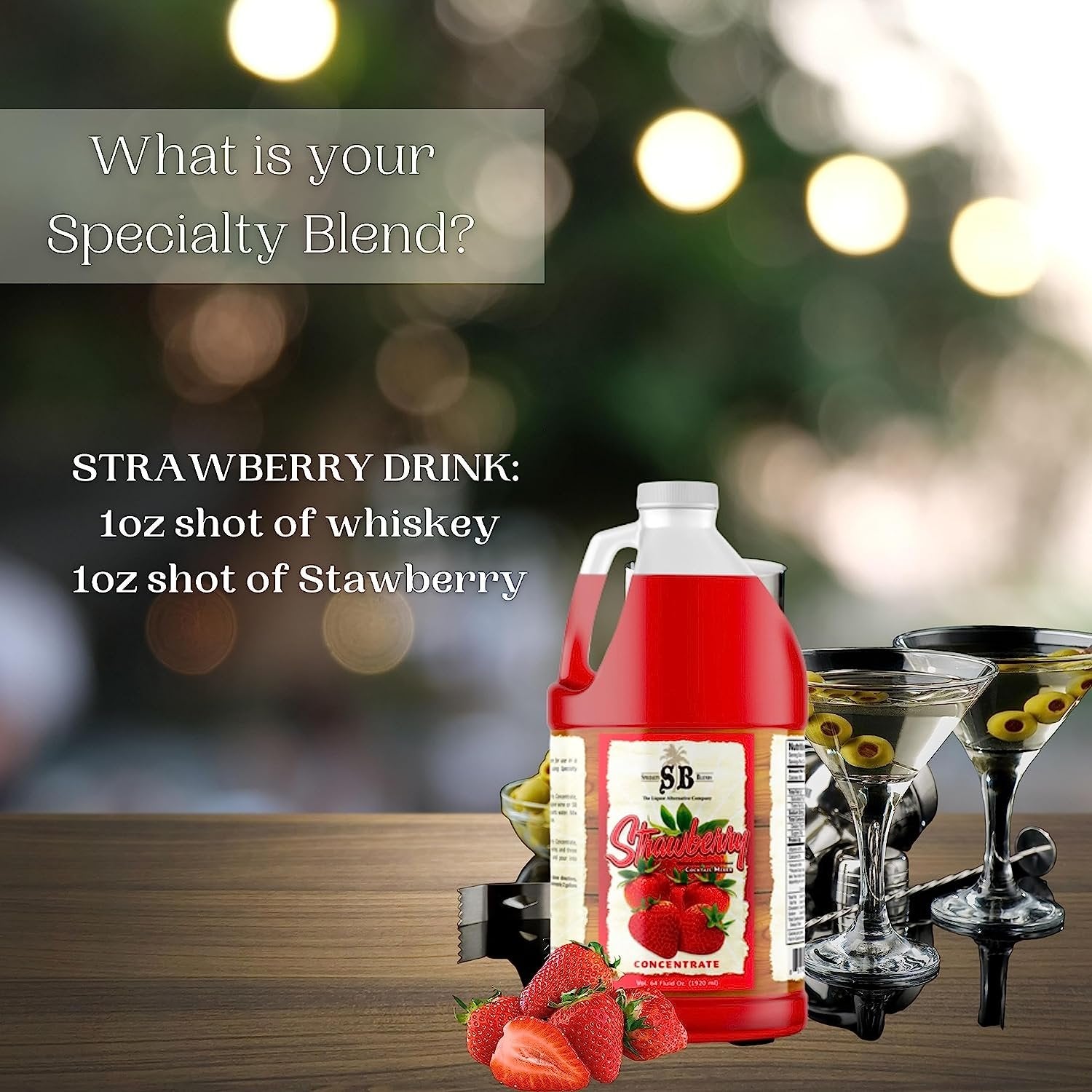 Specialty Blends Strawberry Syrup Margarita Mix Concentrate, Made with Organic Strawberries 1/2 Gallon Drink Mix (Pack of 1) - with Bonus Worldwide Nutrition Multi Purpose Key Chain