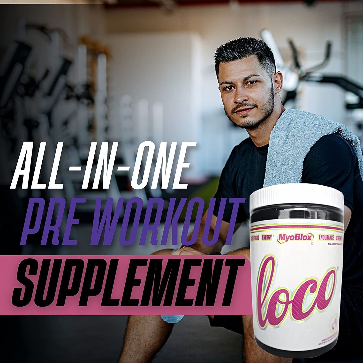 MyoBlox LOCO Pre-Workout Nitric Oxide Booster | Supports Muscle Pumps & Enhanced Vascularity | for Energy, Focus & Intensity | 400mg of Natural Caffeine per Scoop (Melon Drop) with Bonus Key Chain