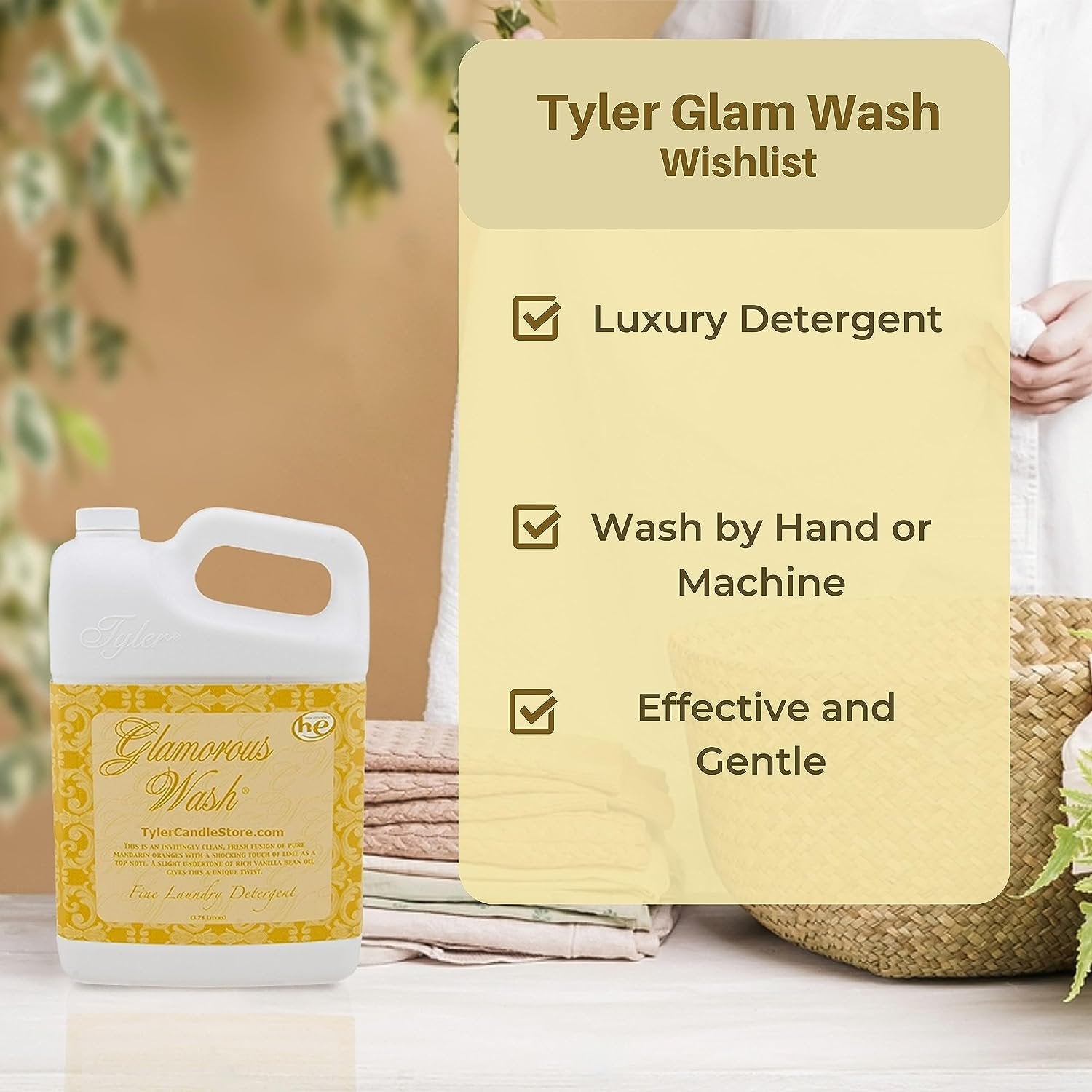 Worldwide Nutrition Bundle, 2 Items: Tyler Glamorous Wash Wishlist Scent Fine Laundry Liquid Detergent - Hand and Machine Washable - 3.78L (1Gallon) Container and Multi-Purpose Key Chain