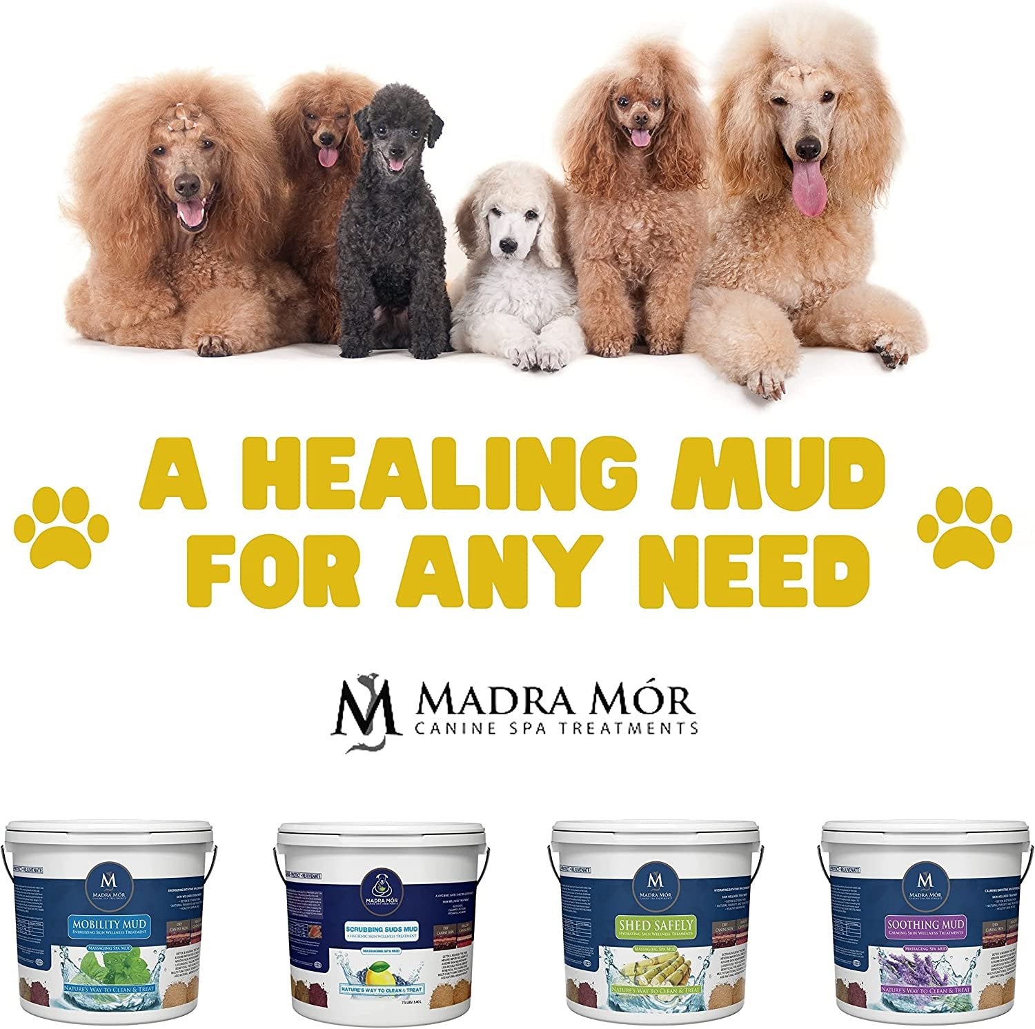 Madra Mor Massaging SPA Mud - Luxurious Dog Skin Wellness Treatment - Cleanse - Protect - Rejuvenate - Scrubbing Suds Mud- 1 Pail (7.5lb) - with Multi-Purpose Key Chain