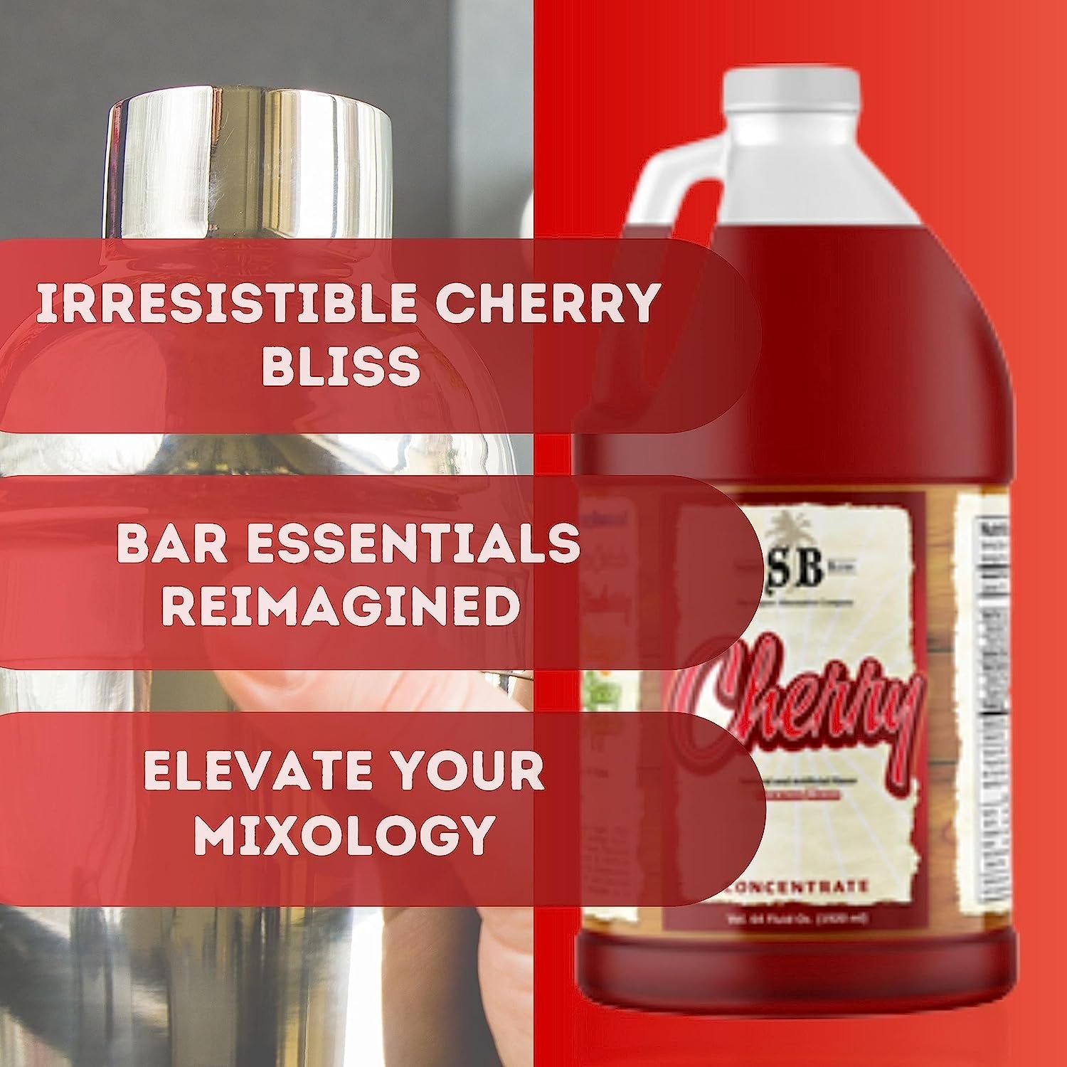 Specialty Blends Cherry Flavored Syrup Cocktail Mixer Concentrate, Made with Organic Cherry Flavor Syrups For Drinks, 1/2 Gallon (Pack of 1) - with Bonus Worldwide Nutrition Multi Purpose Key Chain