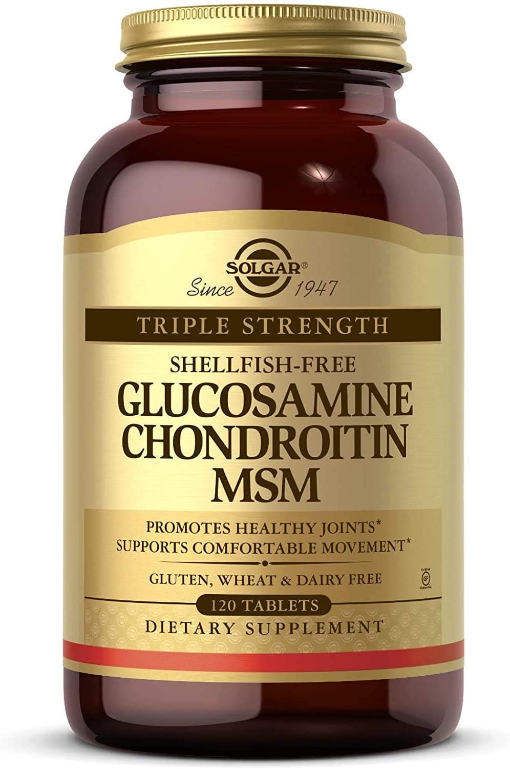 Solgar Triple Strength Glucosamine Chondroitin MSM, 120 Tablets - Promotes Healthy Joints, Supports Comfortable Movement - Shellfish Free - Gluten Free, Dairy Free - 60 Servings