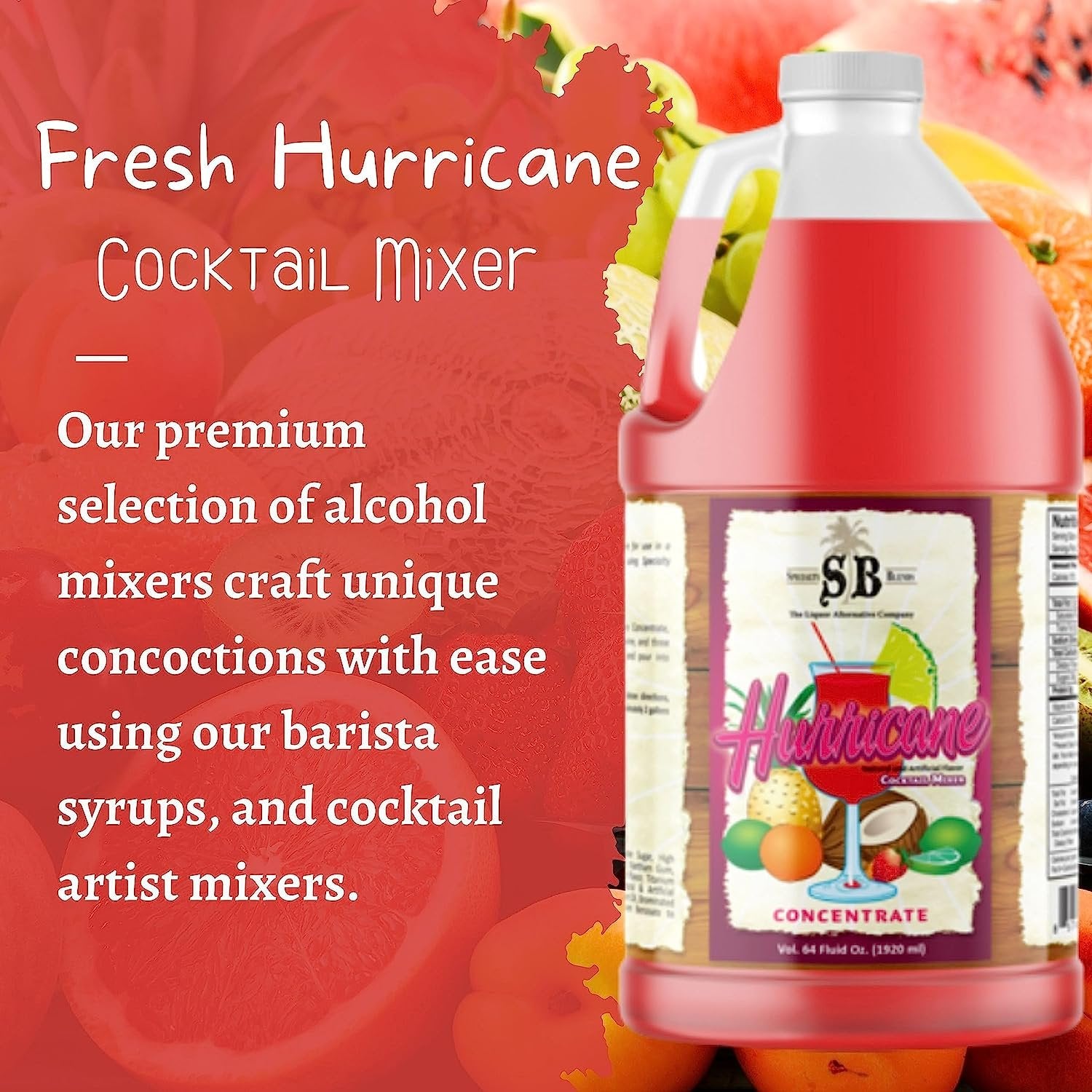Specialty Blends Hurricane Flavored Syrup Cocktail Mixer Concentrate, Made with Hurricane Flavor Syrups For Drinks, 1/2 Gallon (Pack of 1) - with Bonus Worldwide Nutrition Multi Purpose Key Chain
