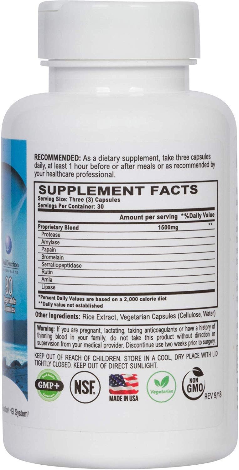 VITÄLZYM Original Proteolytic Systemic Digestive Enzyme Formula Serrapeptase Source | Immune and Joint Support Increase Blood Flow Cardio Function | Healthy Men Women (450 Capsules)
