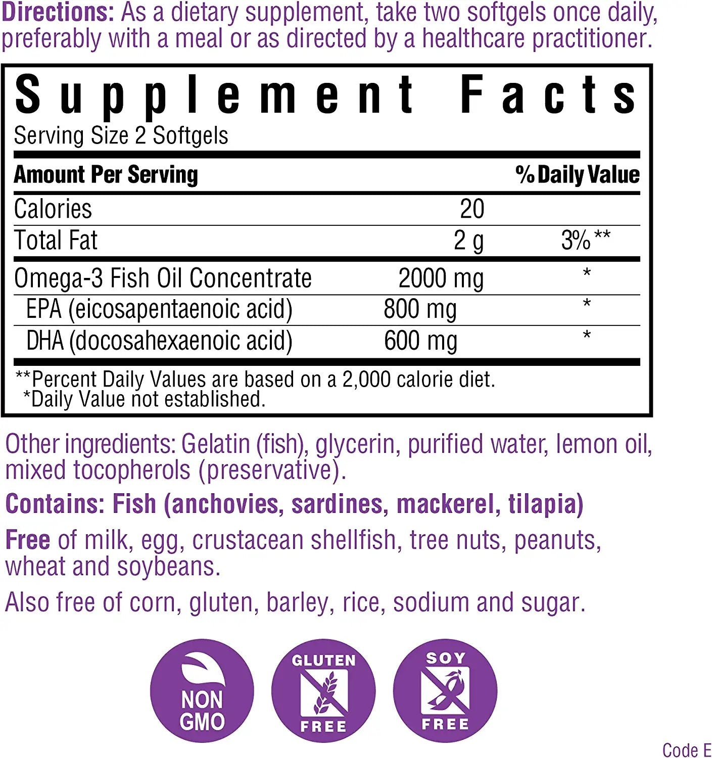 Bluebonnet Nutrition Omega-3 Heart Formula Natural Wild Caught Triglyceride Form DHA 600 mg EPA 800 mg - Highly Concentrated Cardiovascular Health Support Supplement - Gluten-Free - 120 Softgel