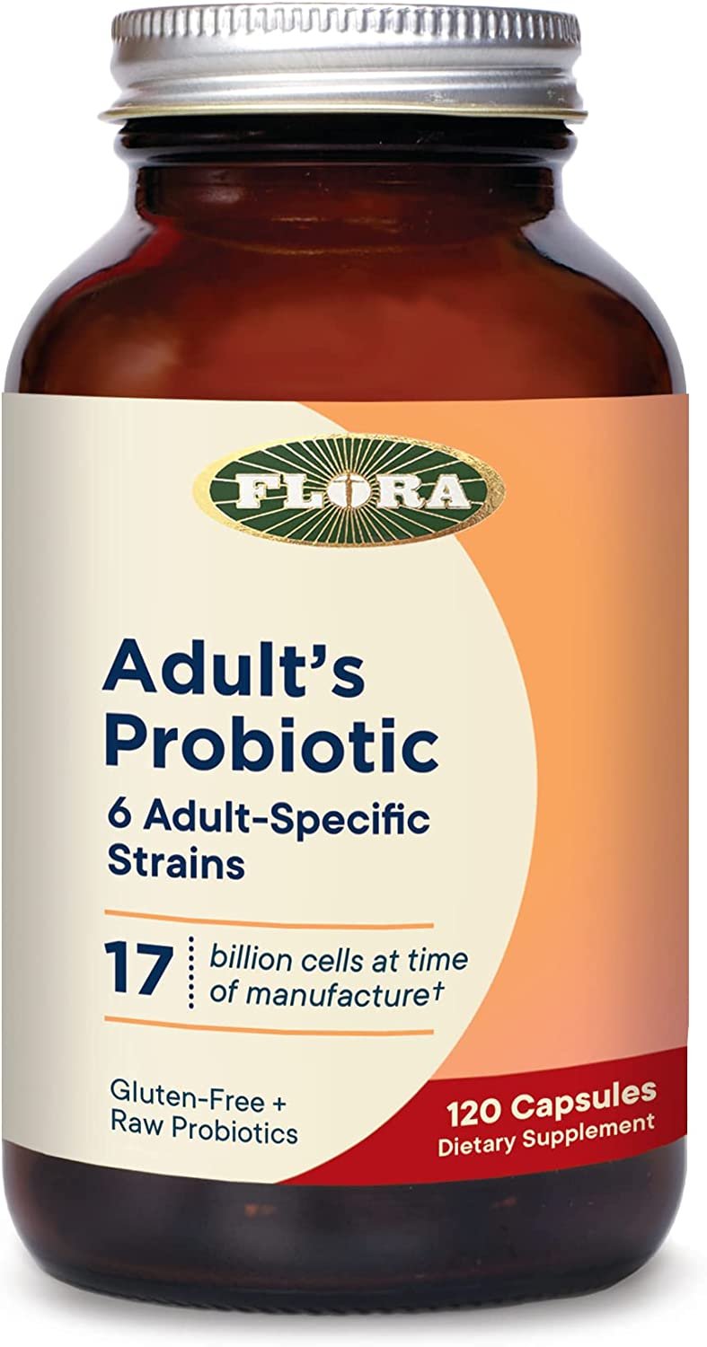 Flora - Adult's Probiotic Blend, Six Adult-Specific Strains, Gluten Free, Raw Probiotic with 17 Billion Cells, 120 Vegetarian Capsules