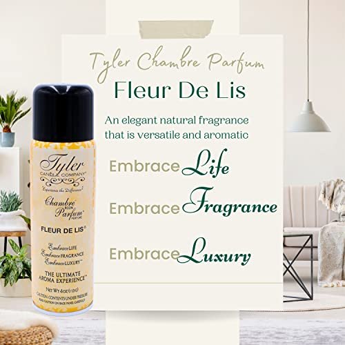 Tyler Candle Company Fleur De Lis Signature Fragrance Chambre Parfum - Luxury Scent Air Freshener Spray - Ultimate Aromatic Experience - Home Essentials - 3 Pack of 4 Oz Container with Bonus Key Chain
