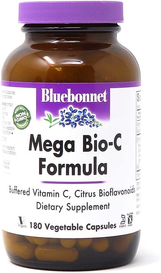 Bluebonnet Nutrition Mega Bio-C Formula Vegetable Capsules, High Potency Buffered Vitamin C, for Immune Health, Soy Free, Gluten Free, Non-GMO, Kosher, Dairy Free, Vegan, 180 Count