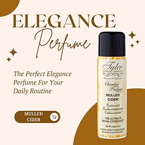 Tyler Candle Company Mulled Cider Signature Fragrance Chambre Parfum - Luxury Scent Air Freshener Spray - The Ultimate Aromatic Experience - Home Essentials - 4 Oz Container with Bonus Key Chain