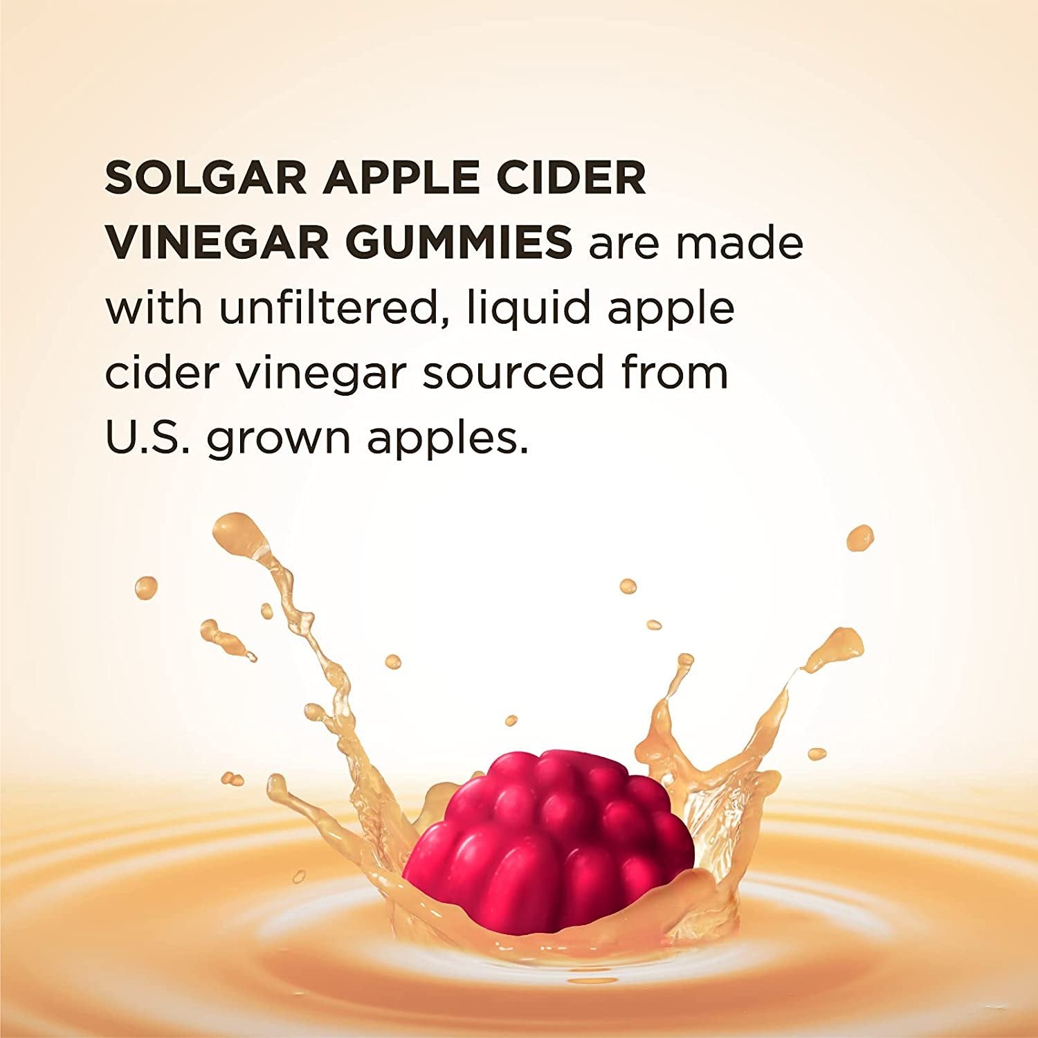 Solgar Apple Cider Vinegar 1000 mg Gummies, Great-Tasting Raspberry Pomegranate Flavor, Plus Vitamin B12, Supports Energy Metabolism, Non-GMO & Vegan, 25 Servings, 50 Count