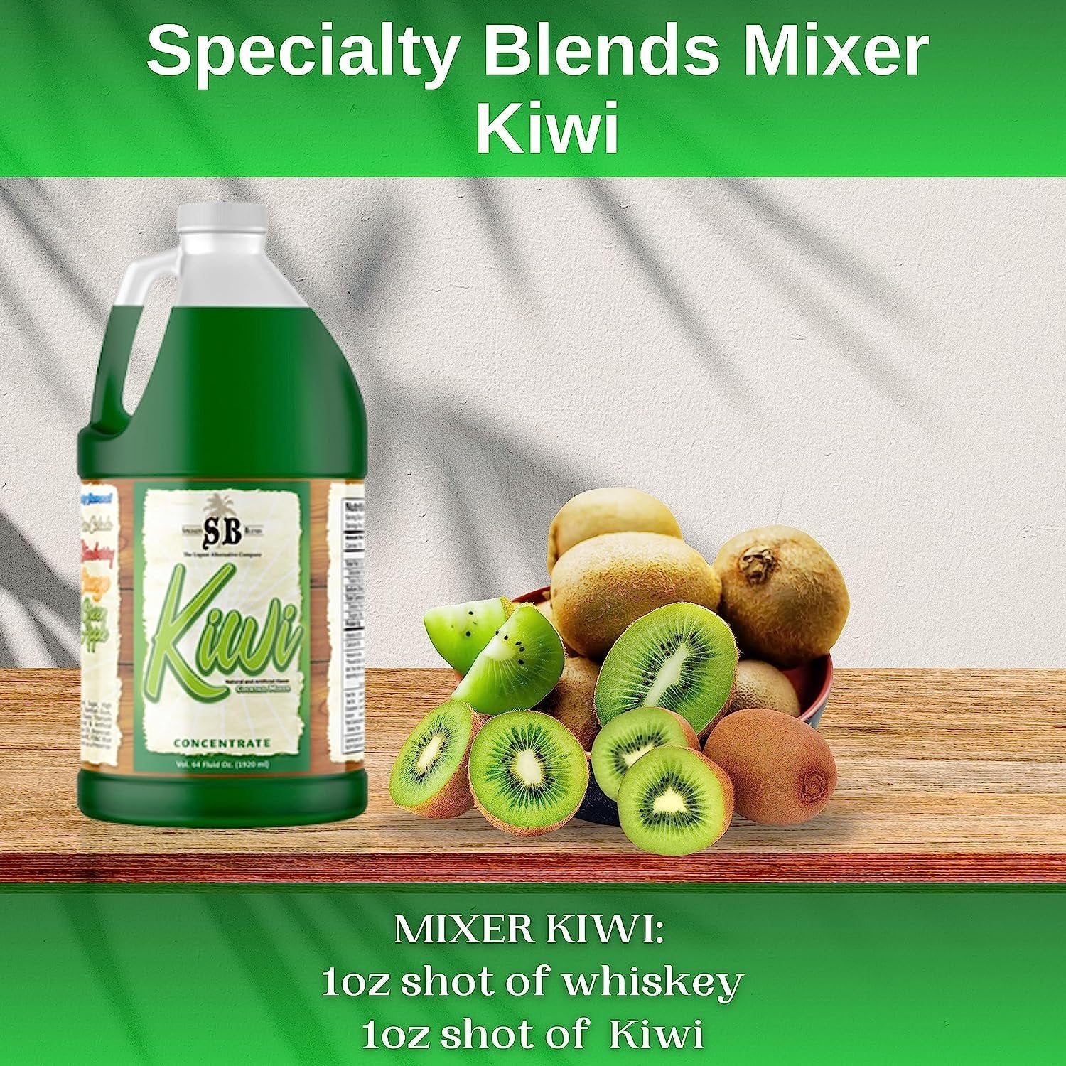 Specialty Blends Kiwi Flavored Syrup Cocktail Mixer Concentrate, Made with Organic Kiwi Flavor Syrups For Drinks, 1/2 Gallon (Pack of 1) - with Bonus Worldwide Nutrition Multi Purpose Key Chain