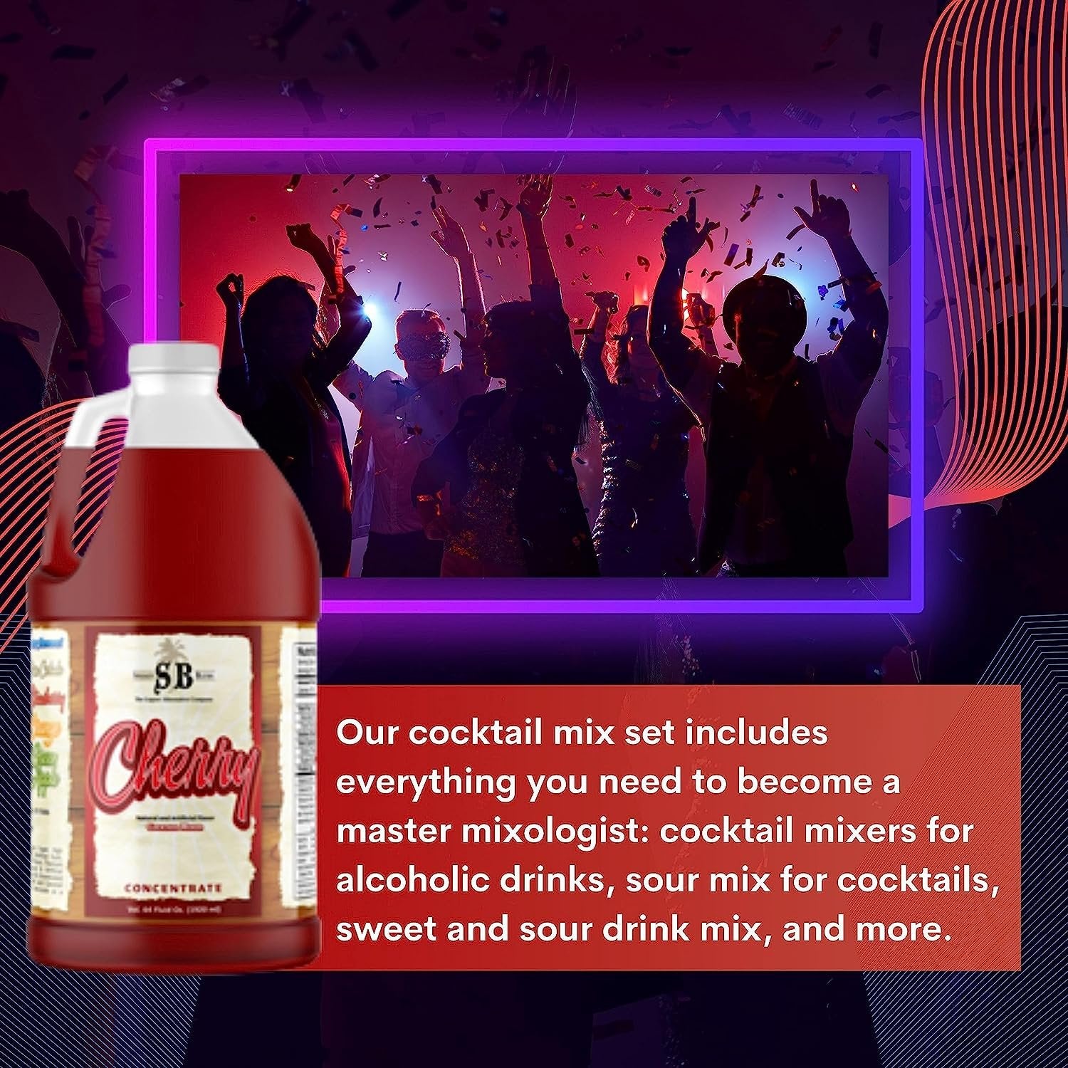 Specialty Blends Cherry Flavored Syrup Cocktail Mixer Concentrate, Made with Organic Cherry Flavor Syrups For Drinks, 1/2 Gallon (Pack of 1) - with Bonus Worldwide Nutrition Multi Purpose Key Chain