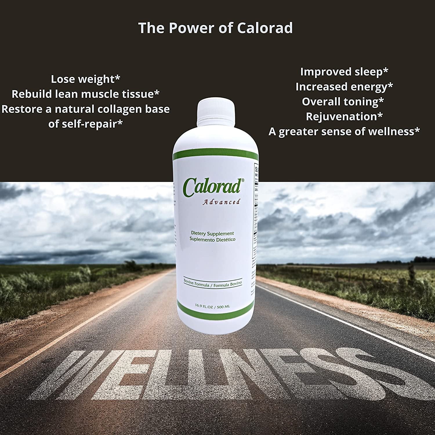 Calorad Advanced Bovine Formula, 16.9 Fl Oz  - Bovine Collagen - Liquid Collagen - Dietary Supplement - Collagen Hydrolysate - Collagen Protein - Vegetarian - Kosher - Gluten Free - 30 Servings - Pack of 1 with Keychain