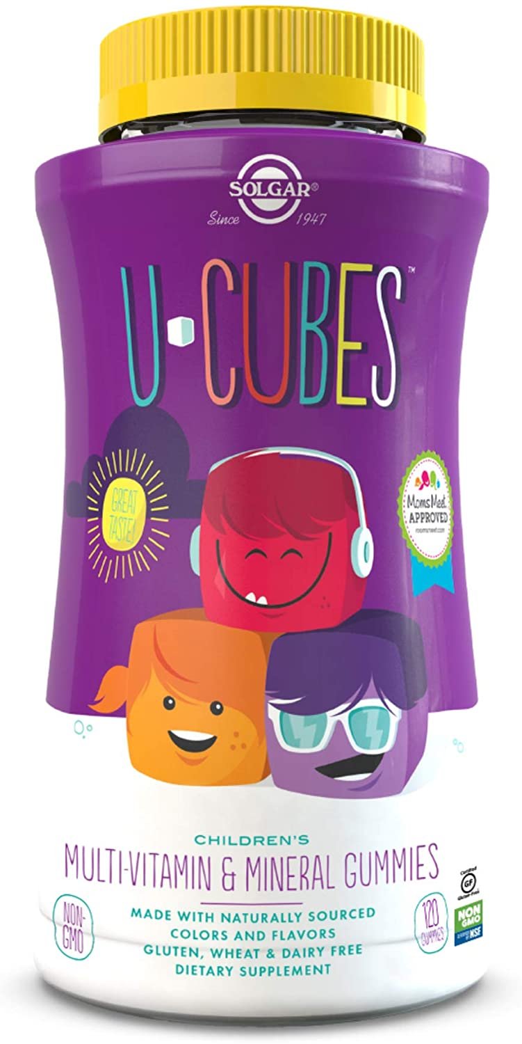 Solgar U-Cubes Children's Multi-Vitamin & Minerals , 120 Gummies - 3 Great-Tasting Flavors , Grape , Orange & Cherry - Ages 2 & Up - Non GMO , Gluten Free , Dairy Free - 60 Servings