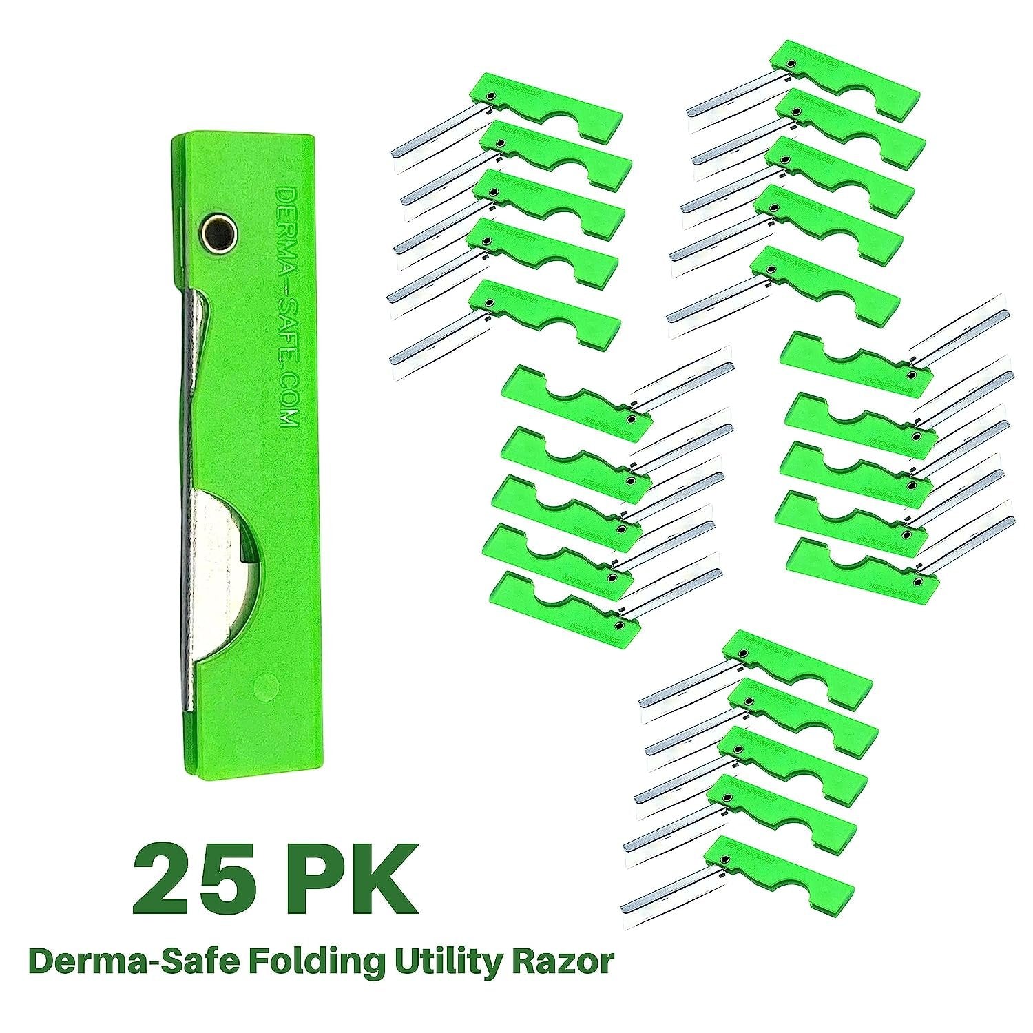 Derma-Safe Folding Utility Razor for Survival Utility and First Aid Kits - Mini Pocket Foldable Razor Blade, Folding Scalpel, (Red) 100-Pack