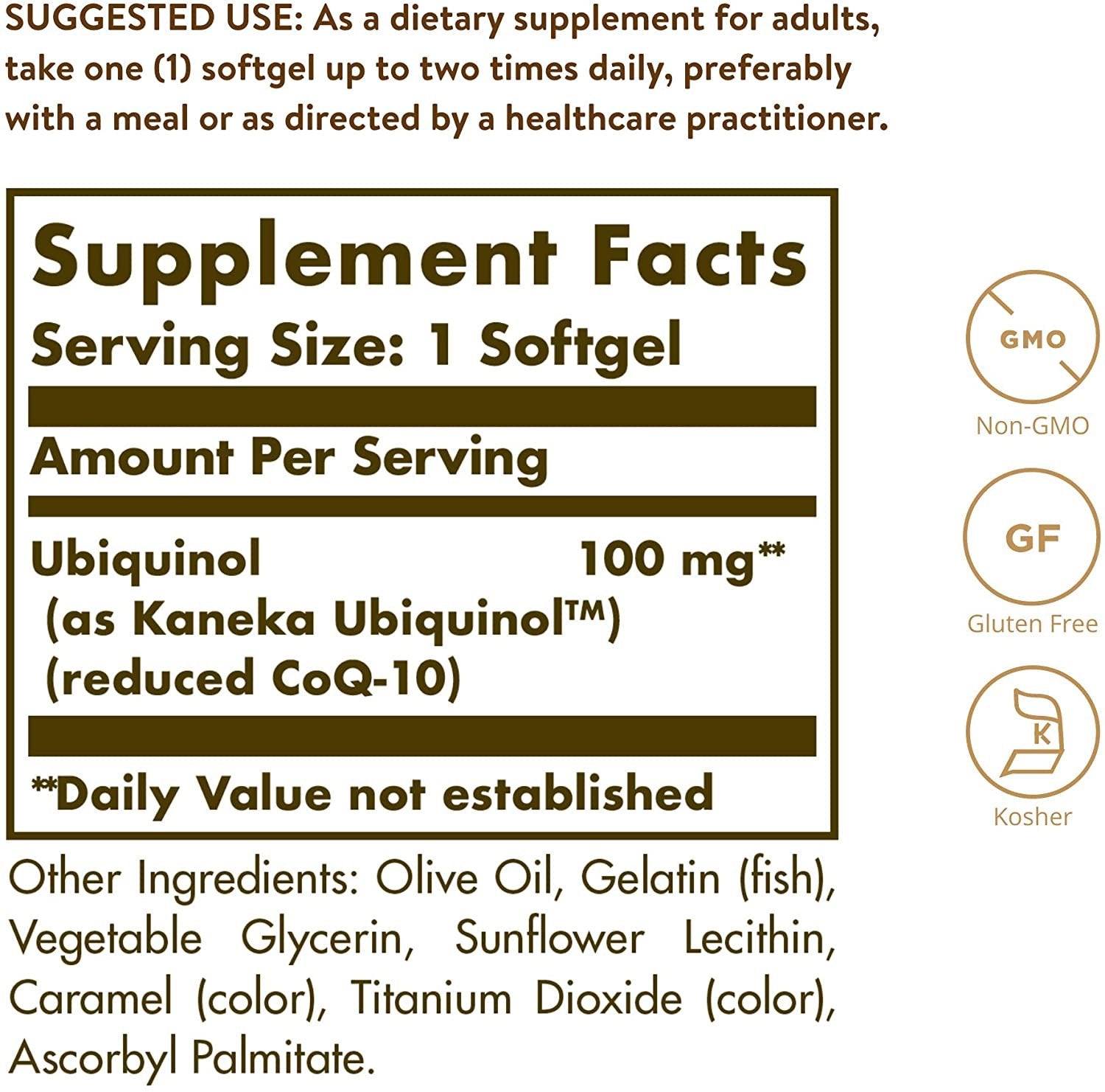 Solgar Kosher Ubiquinol 100mg, 60 Caps