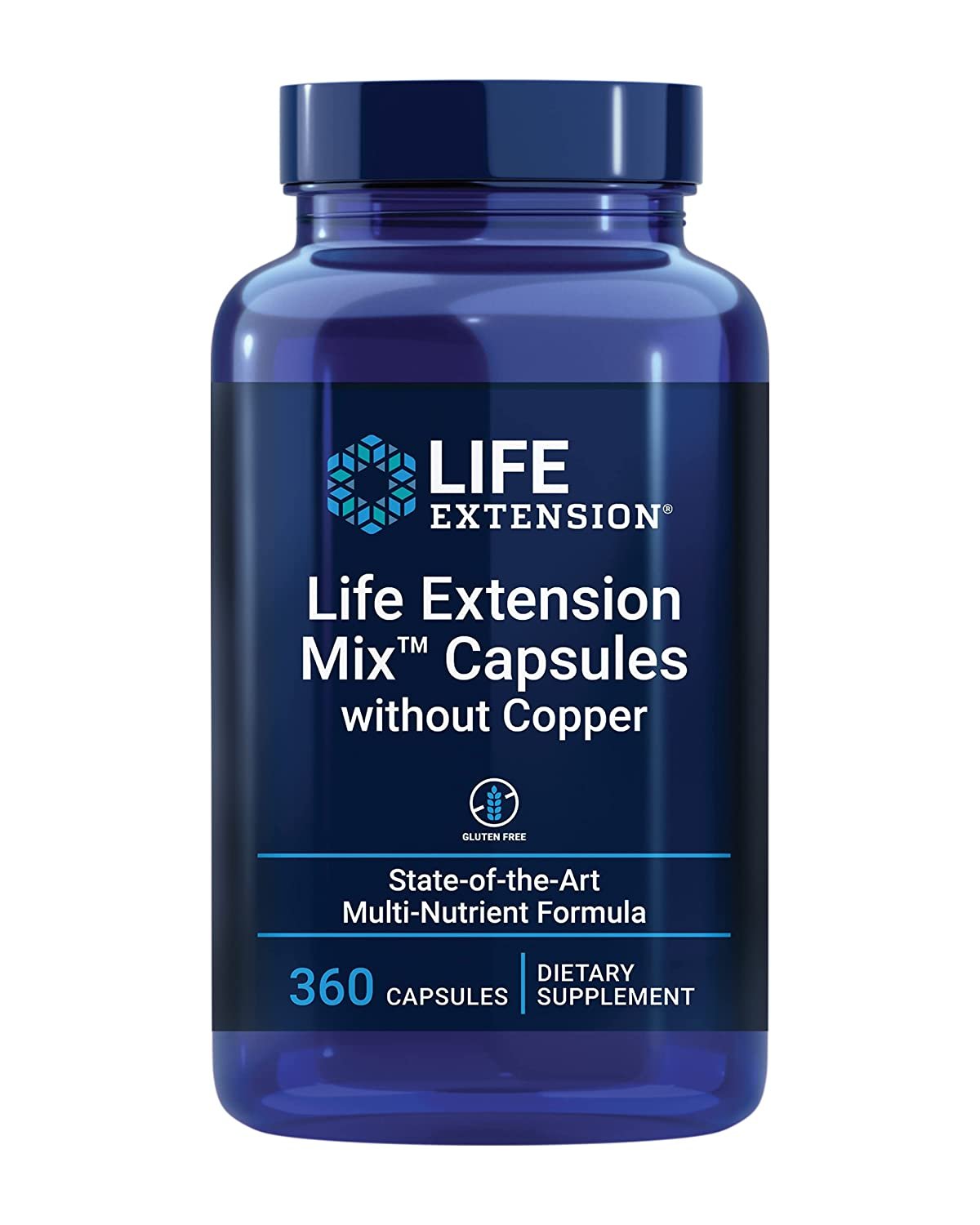 Life Extension Mix Capsules without Copper - High-Potency Vitamin, Mineral, Fruit & Vegetable Supplement - Complete Daily Veggies Blend Pills For Whole Body Health Support - Gluten Free - 360 Counts
