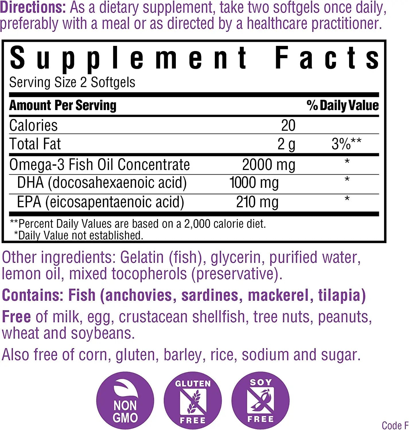 Bluebonnet Nutrition Omega-3 Brain Formula Natural Wild Caught Triglyceride Form DHA 1000 mg EPA 210 mg - Highly Concentrated Cognitive Health & Wellness Support Supplement - Gluten-Free - 120 Softgel