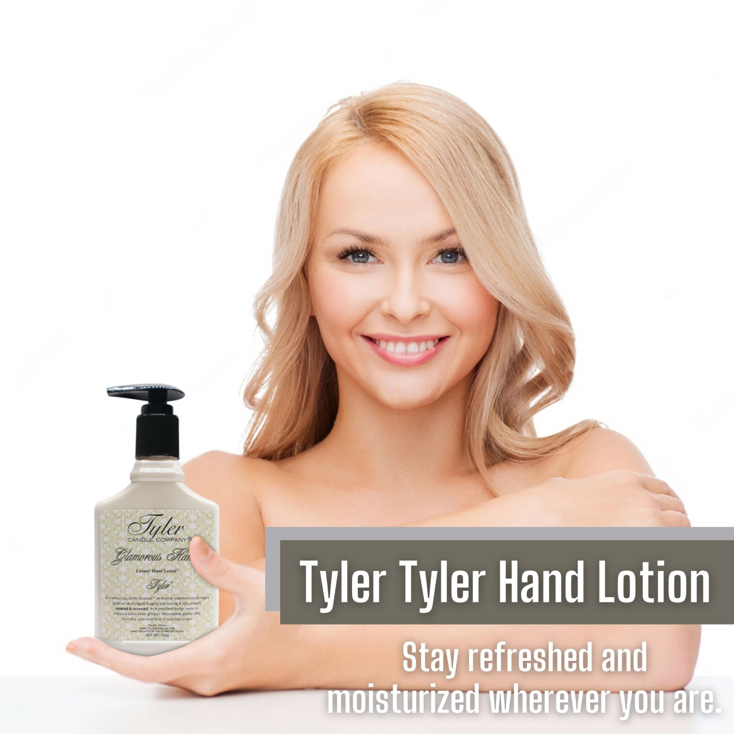 Tyler Hand Lotion - Tyler Scented and Small Hand Cream For Dry Hands with Moisture-Boosting Skin - 8 Oz Travel Size Luxury Hand Lotion and Multi-Purpose Key Chain