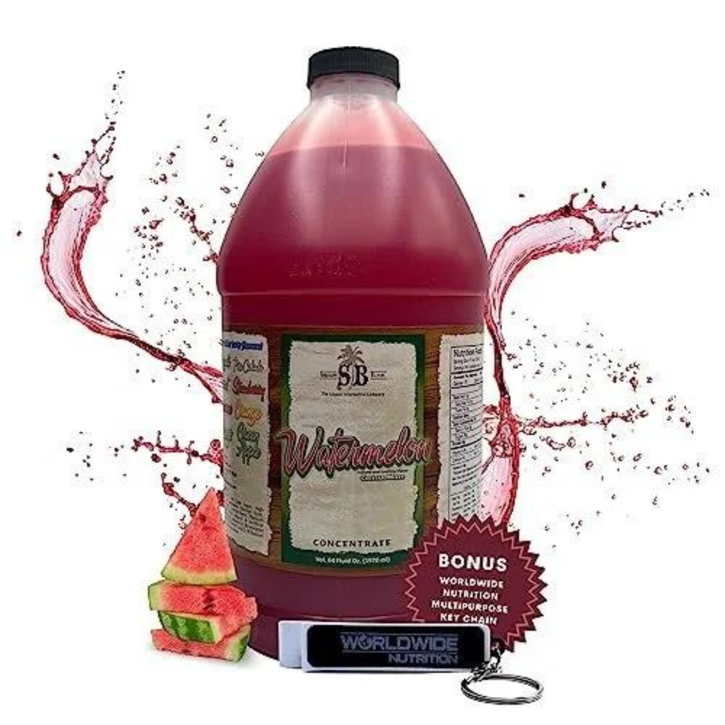 Specialty Blends Watermelon Syrup Margarita Mix Concentrate, Made with Organic Watermelon 1/2 Gallon Drink Mix (Pack of 1) - with Bonus Worldwide Nutrition Multi Purpose Key Chain