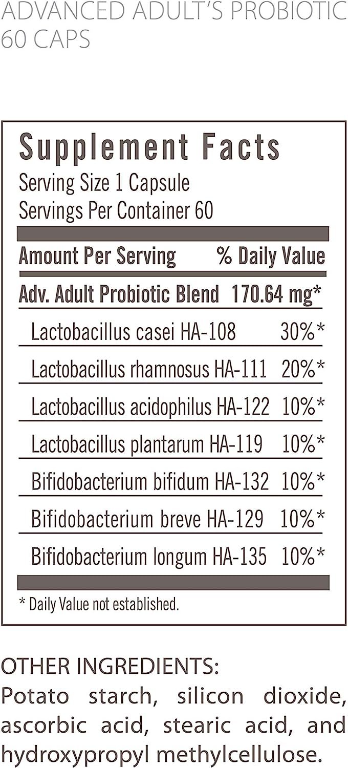 Flora - Advanced Adult's Blend Probiotic, Seven Senior-Specific Strains, Gluten Free, Raw Probiotic with 34 Billion Cells, 60 Capsules