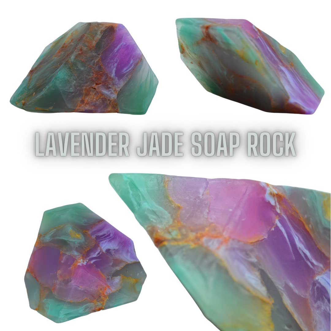 SoapRocks TS Pink Lavender Jade in Jade - Jewel Line - Soap That Looks Like a Rock - 6 oz Rosemary Lavender and Cucumber Melon Spice Scent