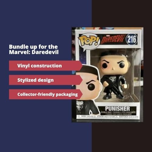 Worldwide Nutrition Bundle: Funko Pop! Daredevil - Punisher (Frank Castle) Vinyl Figure - Multicolor 3.75 inches (Bundled with Compatible Pop Box Protector Case and Multi-Purpose Key Chain)