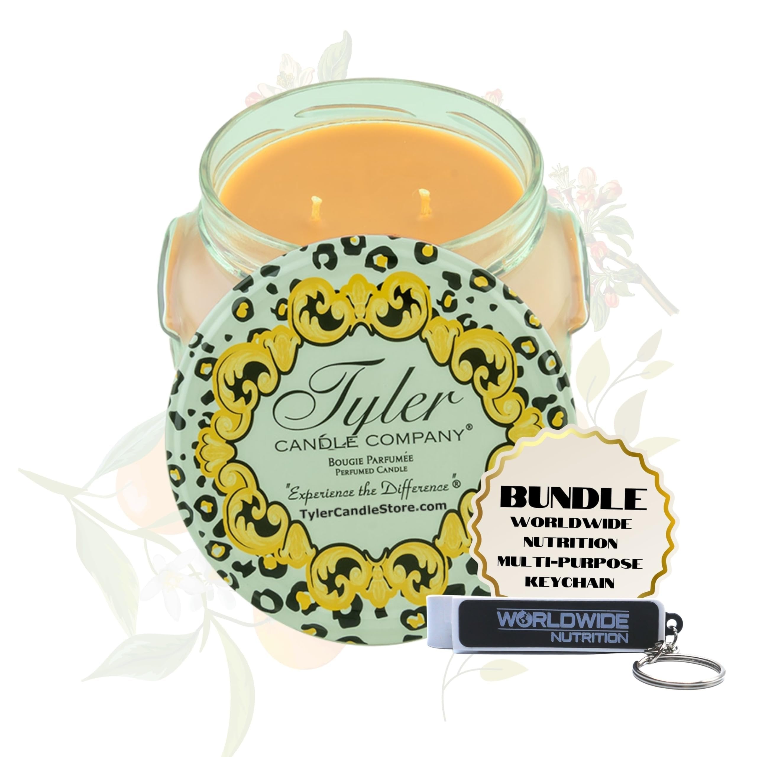 Tyler Candle Company Mulled Cider Candles - Luxuriously Fall Scented Candle with Essential Oils - 22 oz Extra Large Candle & Multi-Purpose Key Chain