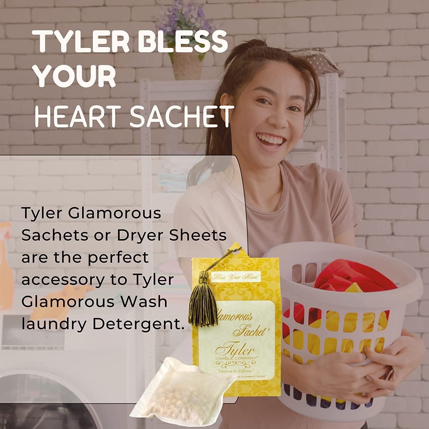 Tyler Candle Company Bless Your Heart Dryer Sheet Sachets - Glamorous Reusable Dryer Sheets - Sachets for Drawers and Closets - 2 Pack of 4 Sachets, Dryer, Home, or Personal Sachet, w Bonus Key Chain