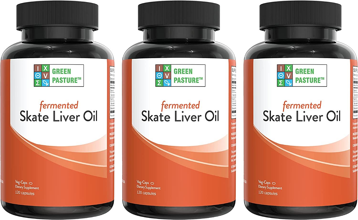 Blue Ice Fermented Skate Liver Oil 120 Caps (Package May Vary) (3 Pack)
