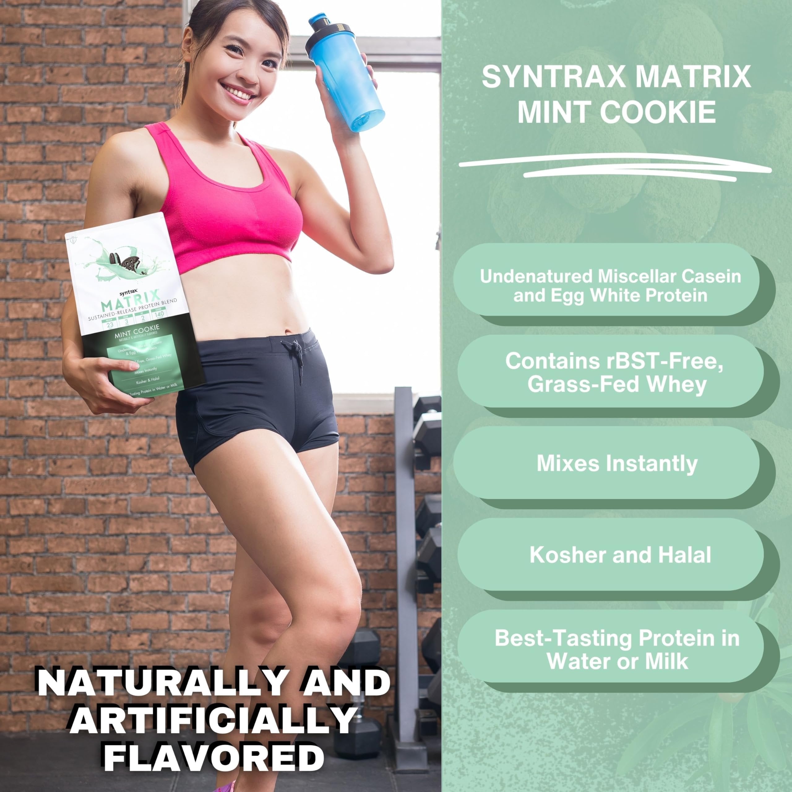 Syntrax Bundle, 2 Items Matrix Protein Powder 2.0 Sustained-Release Whey Protein Powder Blend - Instant Mix Protein Powder Mint Cookie, 2 Pounds with Worldwide Nutrition Keychain