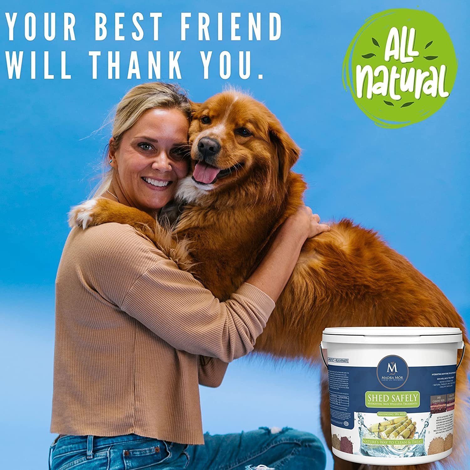 Madra Mor Massaging SPA Mud - Luxurious Dog Skin Wellness Treatment - Cleanse - Protect - Rejuvenate - Shed Safely - 1 Pail (7.5lb) - with Multi-Purpose Key Chain