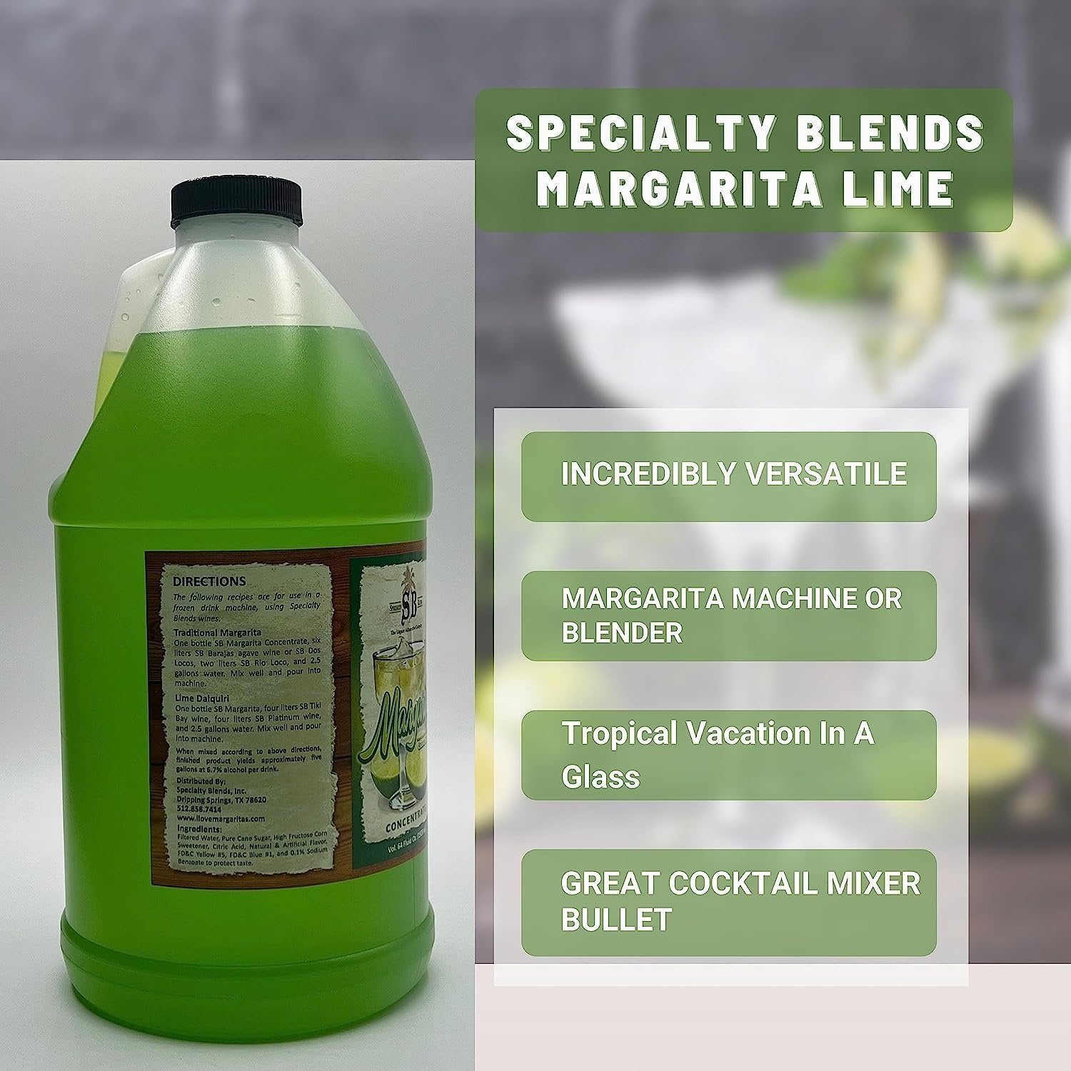 Specialty Blends Margarita Lime Drink Mixers And Syrups - Margarita Mix Lime Concentrate, Organic Lime 1/2 Gallon Drink Mix (Pack of 1) - with Bonus Worldwide Nutrition Multi Purpose Key Chain