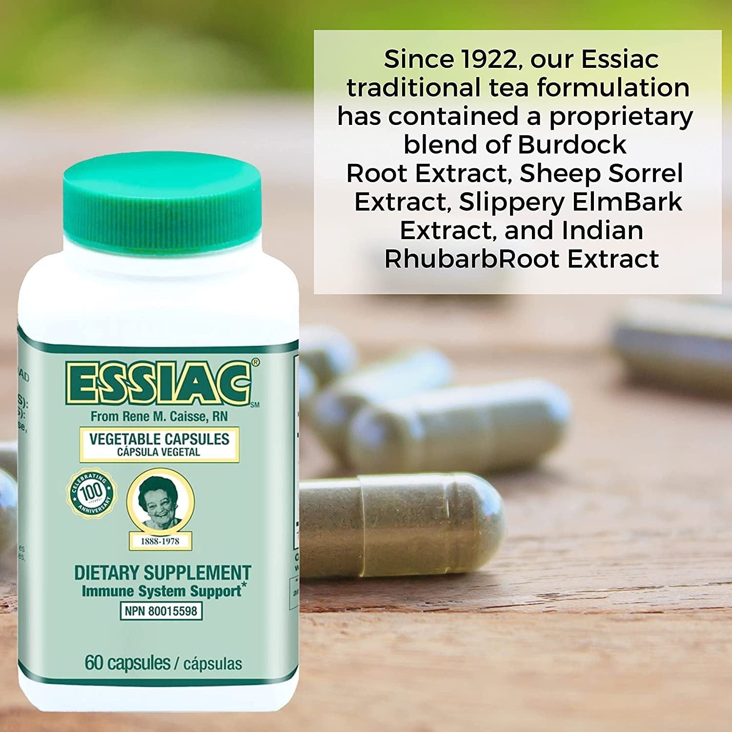 Worldwide Nutrition ESSIAC All-Natural Herbal Extract Capsules | Powerful Antioxidant Blend to Help Promote Overall Health & Well-Being | Original Formula Since 1922-60 Capsules Key Chain