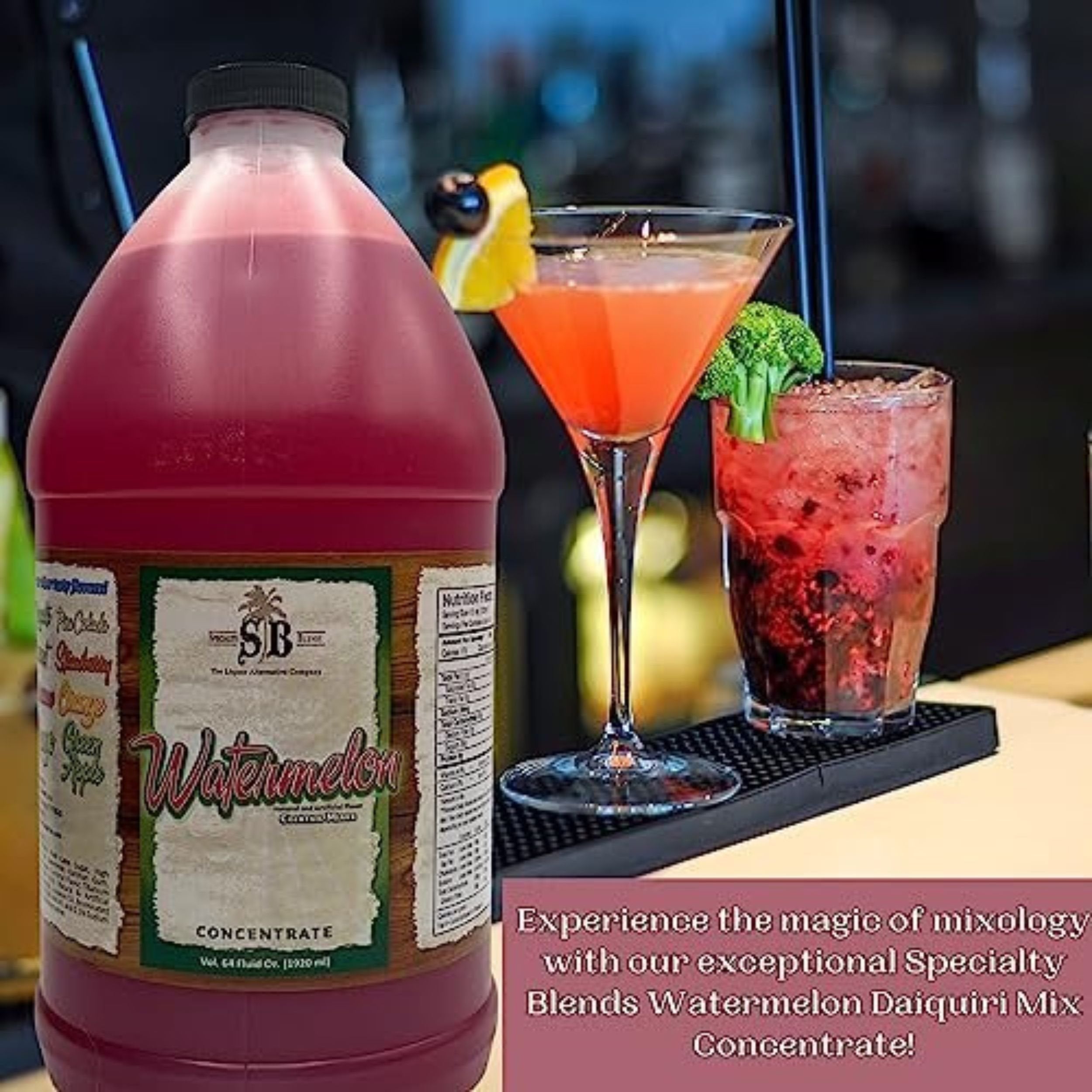 Specialty Blends Watermelon Syrup Margarita Mix Concentrate, Made with Organic Watermelon 1/2 Gallon Drink Mix (Pack of 1) - with Bonus Worldwide Nutrition Multi Purpose Key Chain
