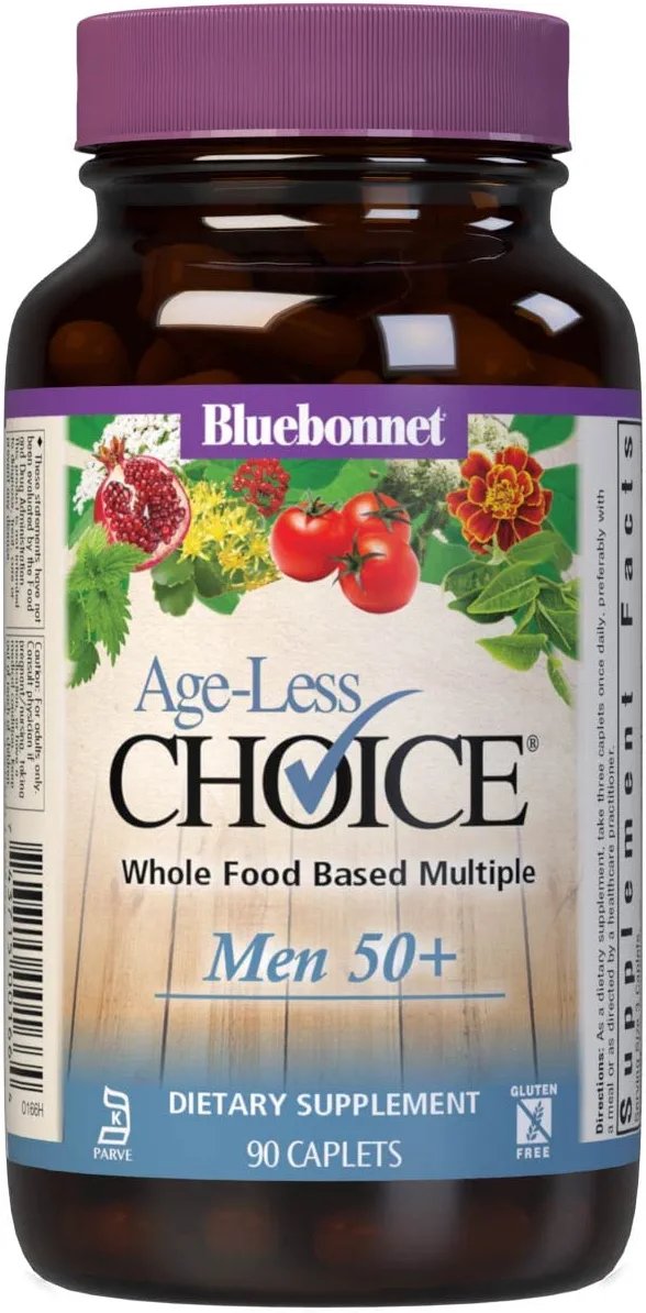 Bluebonnet Nutrition Age-Less Choice Whole Food-Based Multiple for Men 50+ Caplets, 90 Count