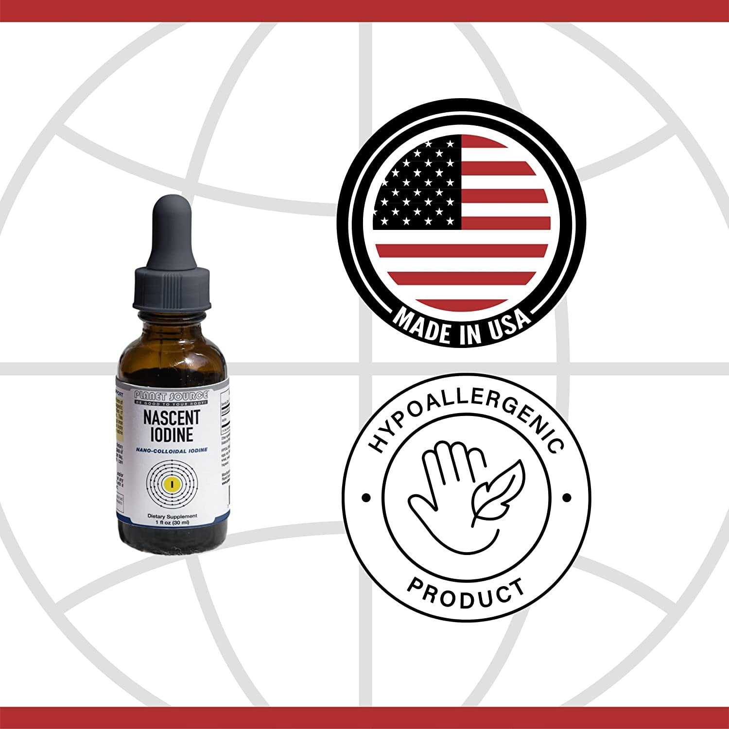 Planet Source Nascent Iodine Dietary Supplement - 1 Fl Oz Liquid Iodine Drops - Thyroid Support, Increased Energy, Immune Support, and Mental Clarity Support with Superior Absorption