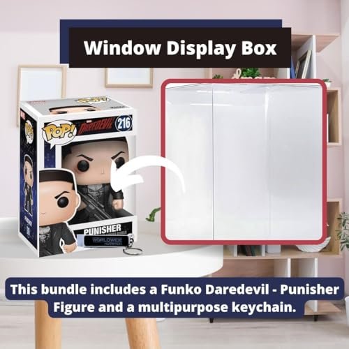 Worldwide Nutrition Bundle: Funko Pop! Daredevil - Punisher (Frank Castle) Vinyl Figure - Multicolor 3.75 inches (Bundled with Compatible Pop Box Protector Case and Multi-Purpose Key Chain)
