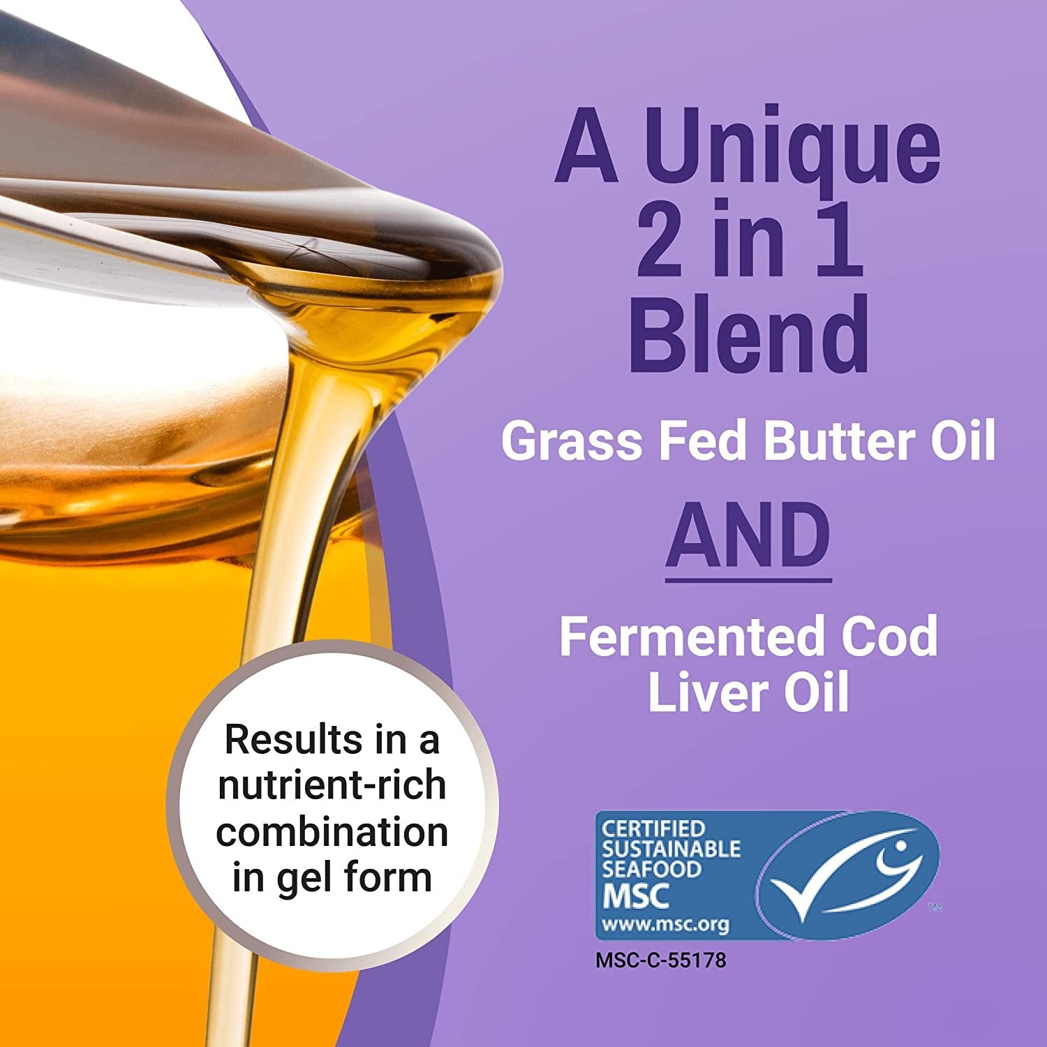 Green Pasture Butter Oil/Fermented Cod Liver Oil Blended Gel - Non Flavored, 6.4 oz.