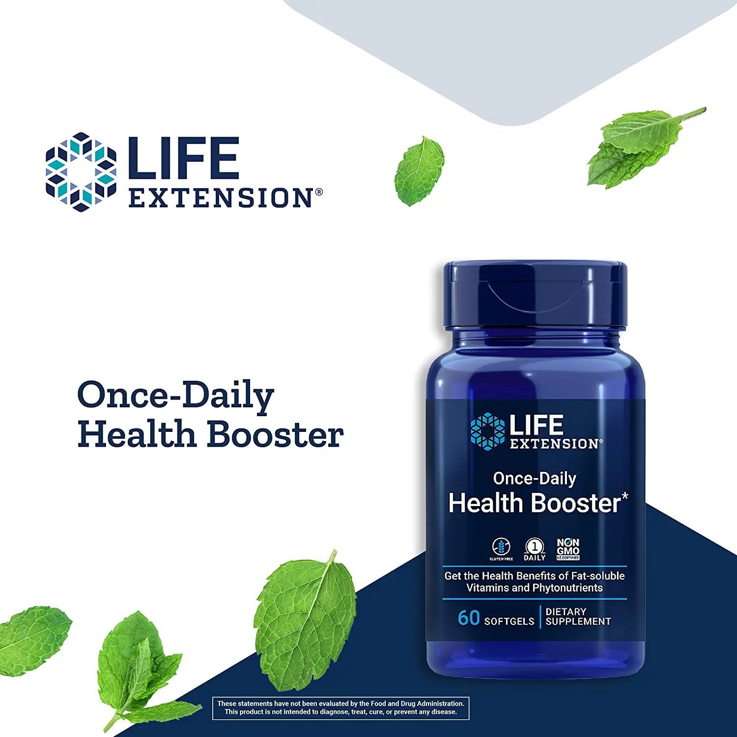 Life Extension Once-Daily Health Booster - Vitamins & Nutrients Supplement Pills for Whole-Body Health - Vitamin K Complex, Vitamin E, Saffron, Lutein and More - Non-GMO, Gluten-Free - 60 Softgels