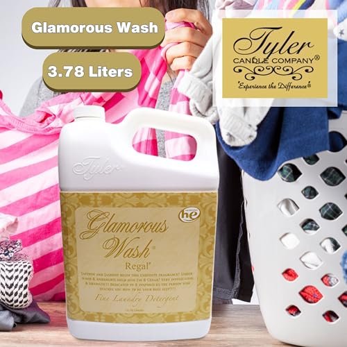 Worldwide Nutrition Bundle: Tyler Candle Company Glamorous Wash Regal Scent Laundry Liquid Detergent - Hand and Machine Washable - 3.78L (1Gallon) Container and Multi-Purpose Key Chain