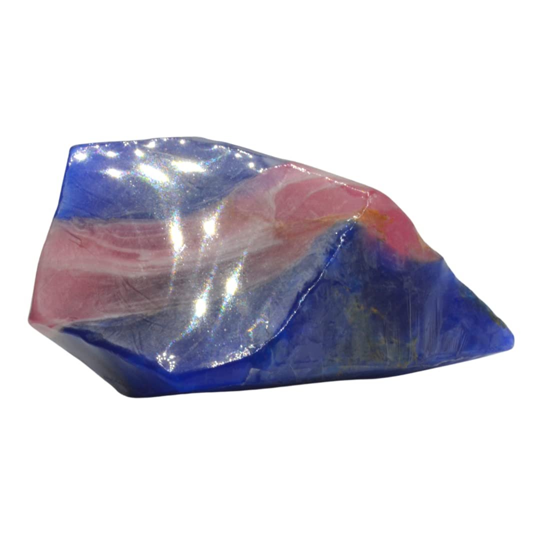 SoapRocks TS Pink Rhodochrosite in Lapis Lazuli - Jewel Line - Soap That Looks Like a Rock - 6 oz Cranberry Lotus and Ocean Fresh Scent