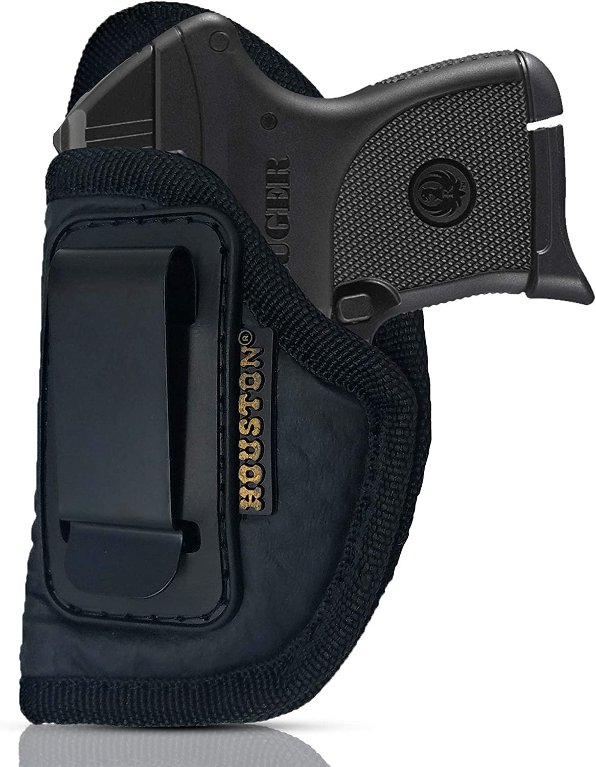 IWB Gun Holster by Houston - ECO Leather Concealed Carry Soft Material | Suede Interior for Maximum Protection | Fits: S&W Bodyguard, Ruger, Taurus TCP, Sig P238, Jimenez JA, PPK .380