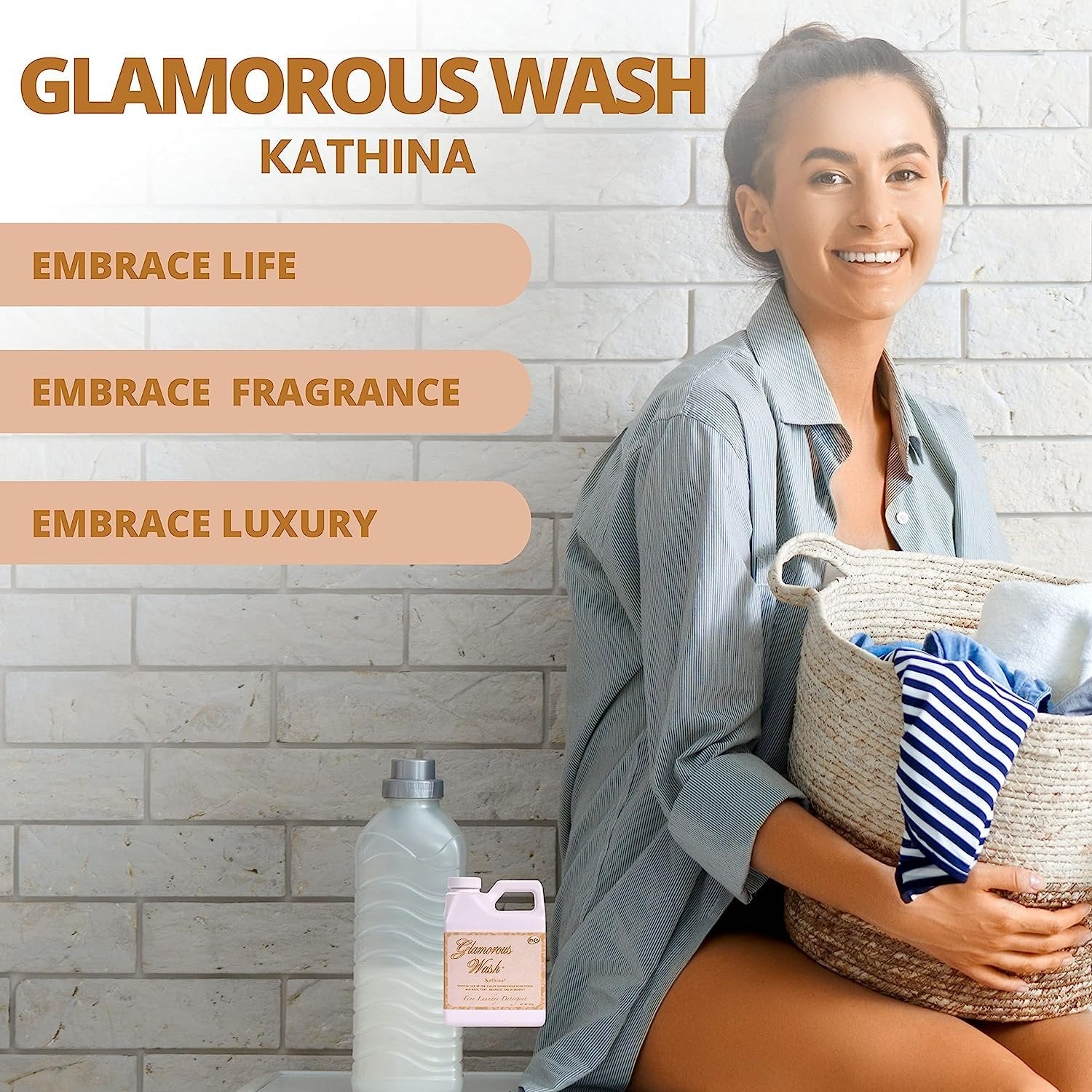 Tyler Candle Company Glamorous Wash Kathina Scent Fine Laundry Liquid Detergent - Liquid Laundry Detergent for Clothing - Hand and Machine Washable - 32 oz, 907-grams Container with Bonus Key Chain