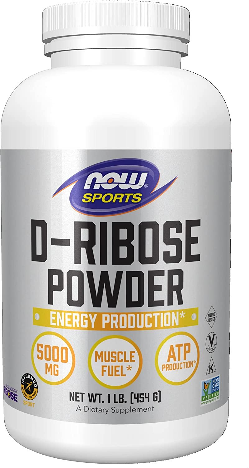 NOW Sports Nutrition, D-Ribose Powder 5000 mg, Certified Non-GMO, Energy Production*, 16-Ounce