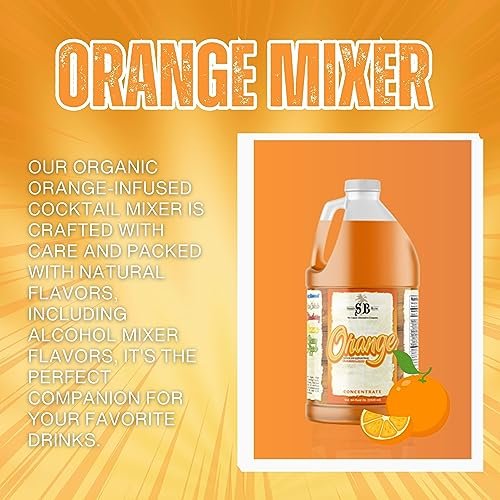Specialty Blends Orange Flavored Syrup Cocktail Mixer Concentrate, Made with Organic Orange Flavor Syrups For Drinks, 1/2 Gallon (Pack of 1) - with Bonus Worldwide Nutrition Multi Purpose Key Chain
