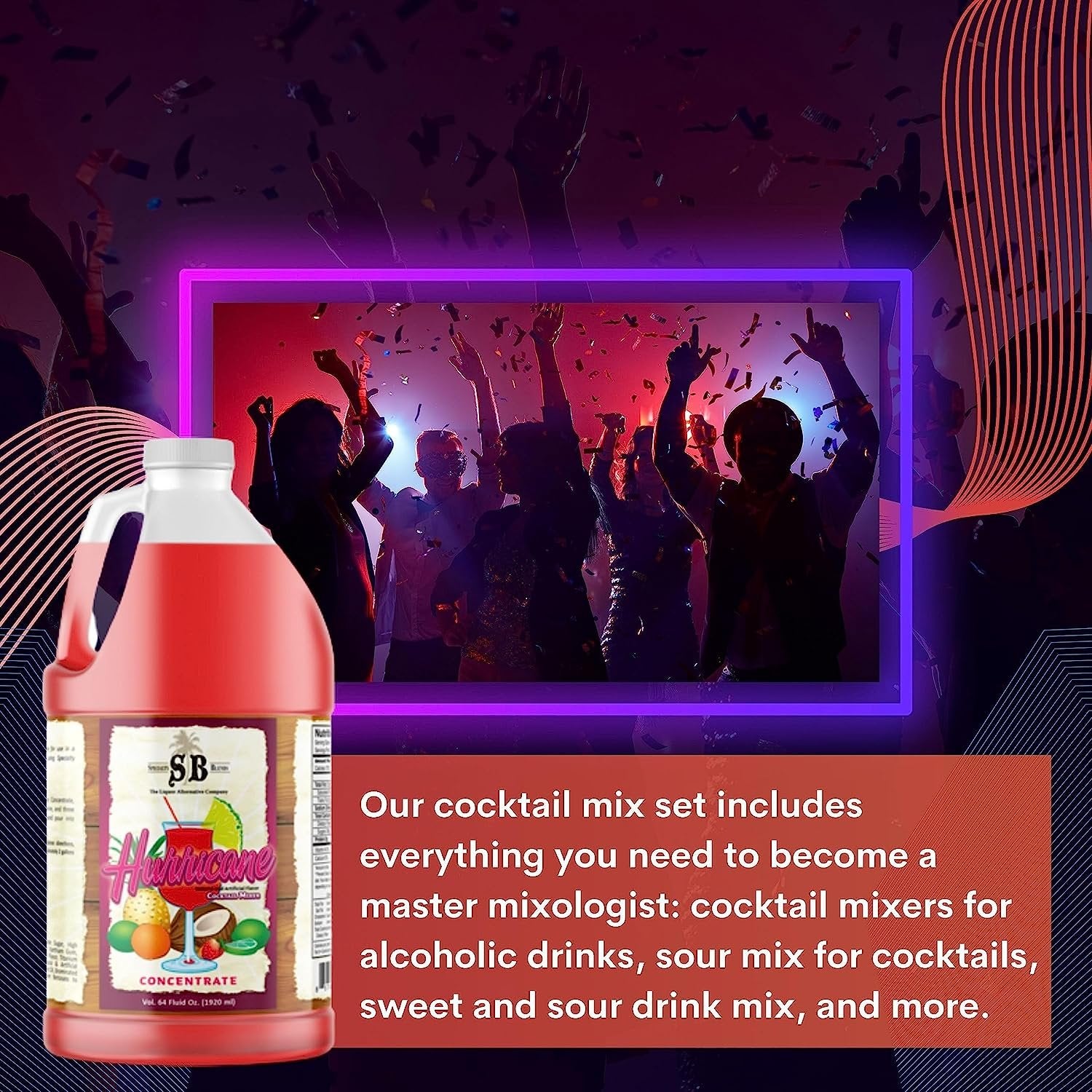 Specialty Blends Hurricane Flavored Syrup Cocktail Mixer Concentrate, Made with Hurricane Flavor Syrups For Drinks, 1/2 Gallon (Pack of 1) - with Bonus Worldwide Nutrition Multi Purpose Key Chain