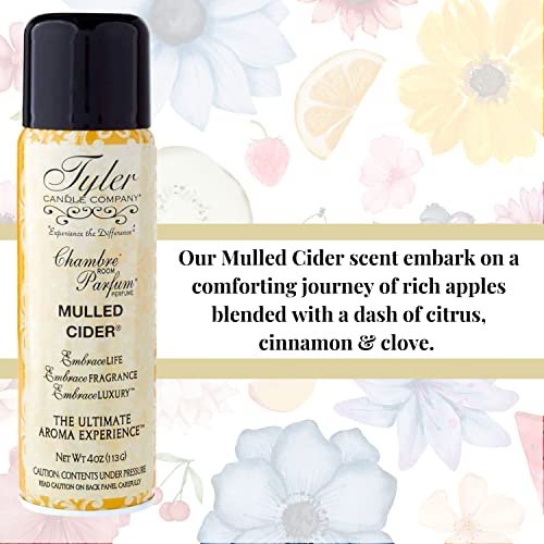 Tyler Candle Company Mulled Cider Signature Fragrance Chambre Parfum - Luxury Scent Air Freshener Spray - The Ultimate Aromatic Experience - Home Essentials - 4 Oz Container with Bonus Key Chain